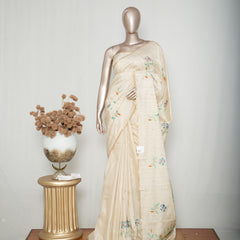 Ivory Floral Hand-Painted Kota Saree E SAN5318
