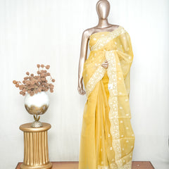 Pastel yellow Organza Saree  P  SAN5312