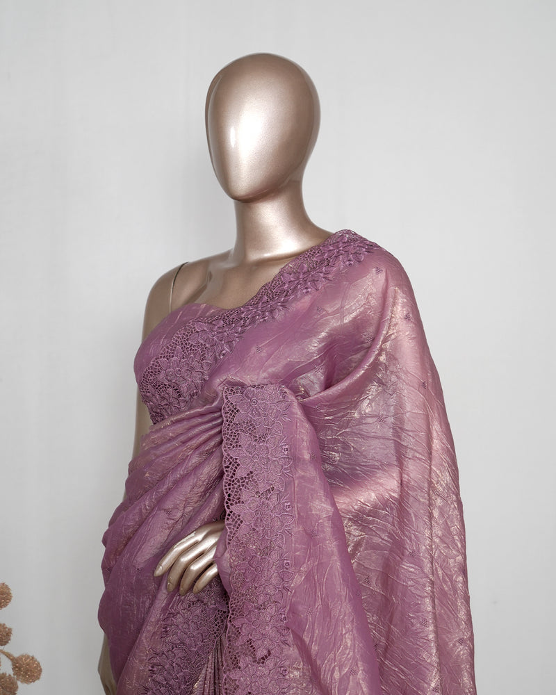 Crushed Shimmer Organza Saree SAN4110