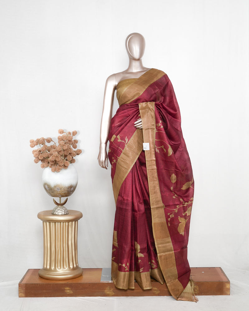 Printed Tussar Silk Saree  SAN4169