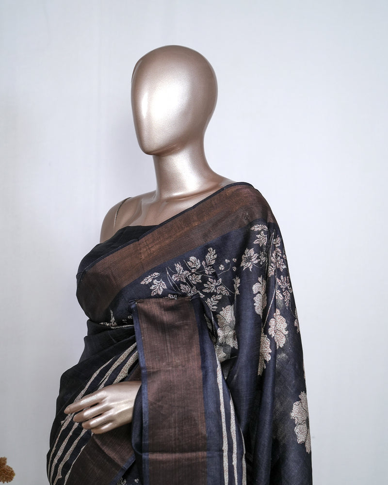 Printed Tusser Silk Saree SAN4208