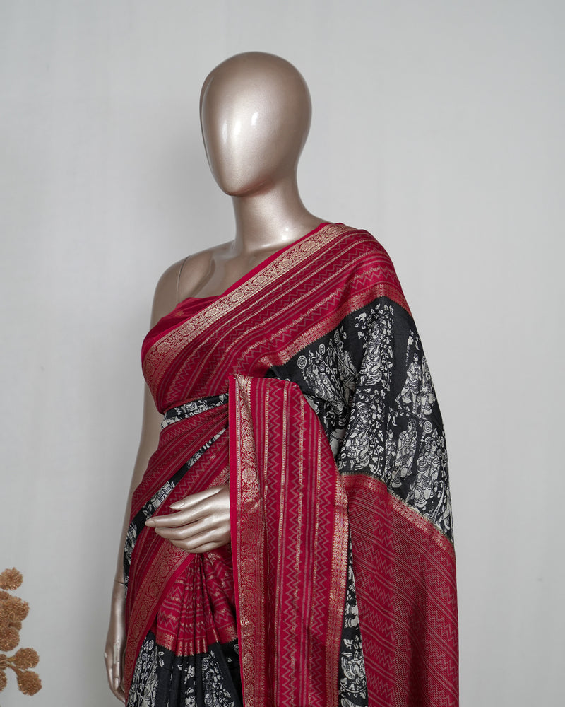 Semi Natural Crepe Saree with Digital Print _ Mysore Dola Silk Saree (₹3900) A 004426