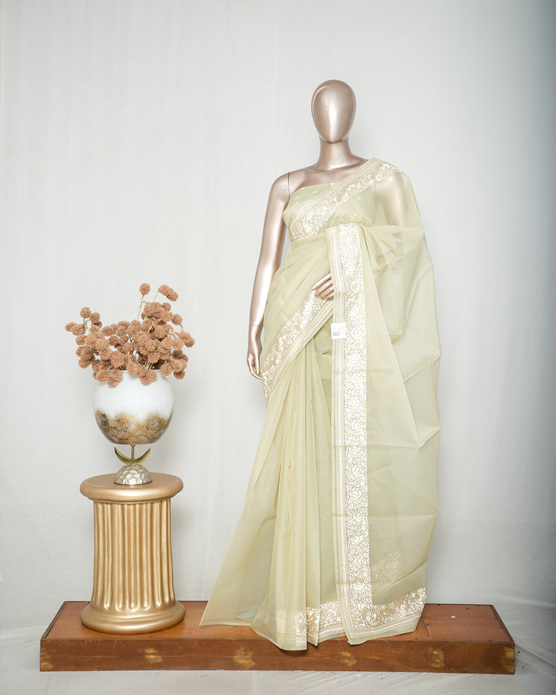 Pastel Pistachio Organza Saree A  SAN5312