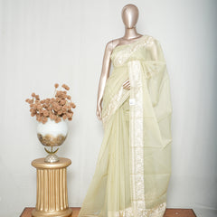 Pastel Pistachio Organza Saree A  SAN5312