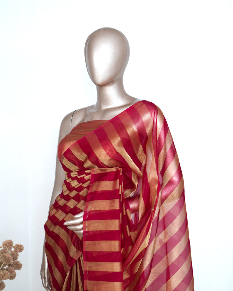 Organza with Tissue Silk Saree  SAN4474