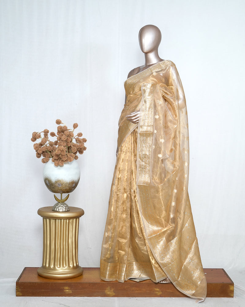 Pure Golden Tissue Silk Saree SAN4386