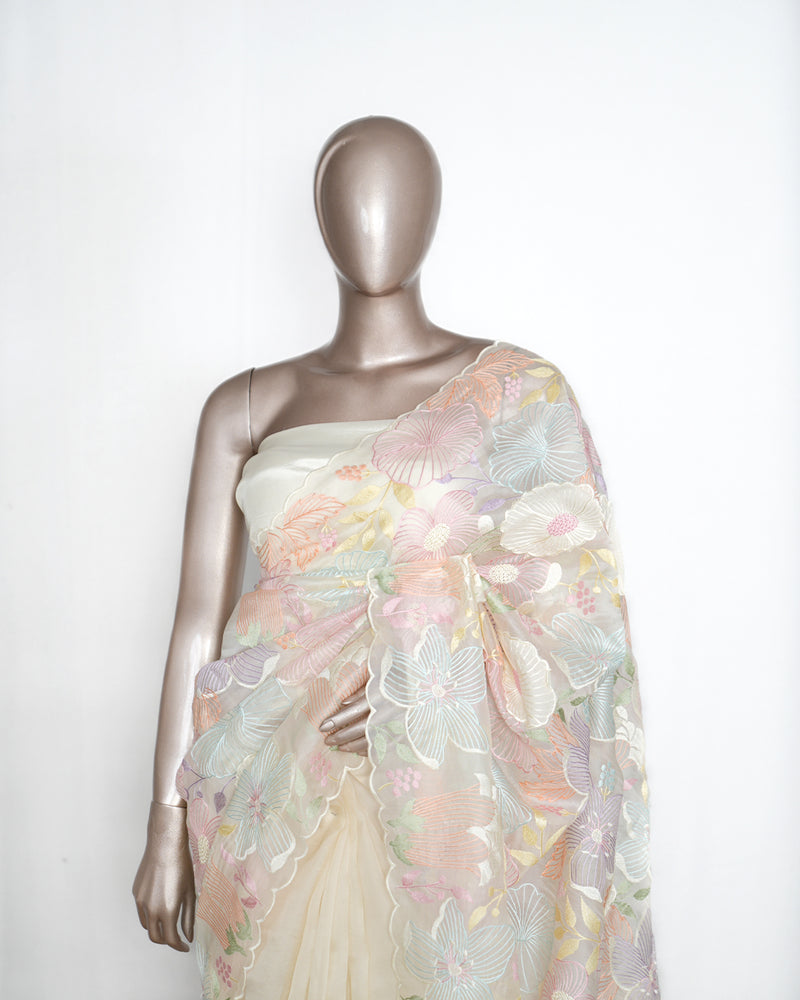 Pure Organza Embroidered & Appliqué Saree  SAN4938