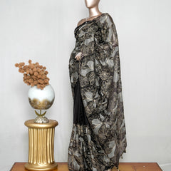 Black Organza Saree  SAN4369