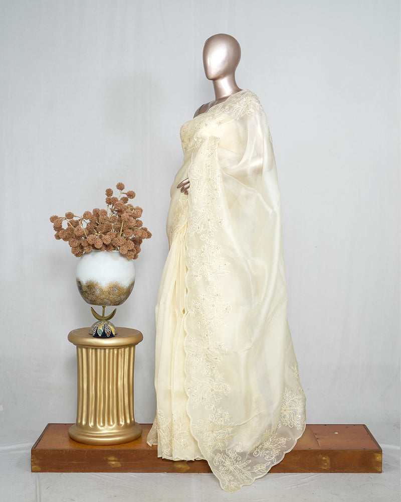 Pure Crystal Organza Handworked Saree  SAN4937