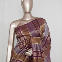 Royal Plum & Antique Gold Woven banarasi semi silk Saree  SAN4666