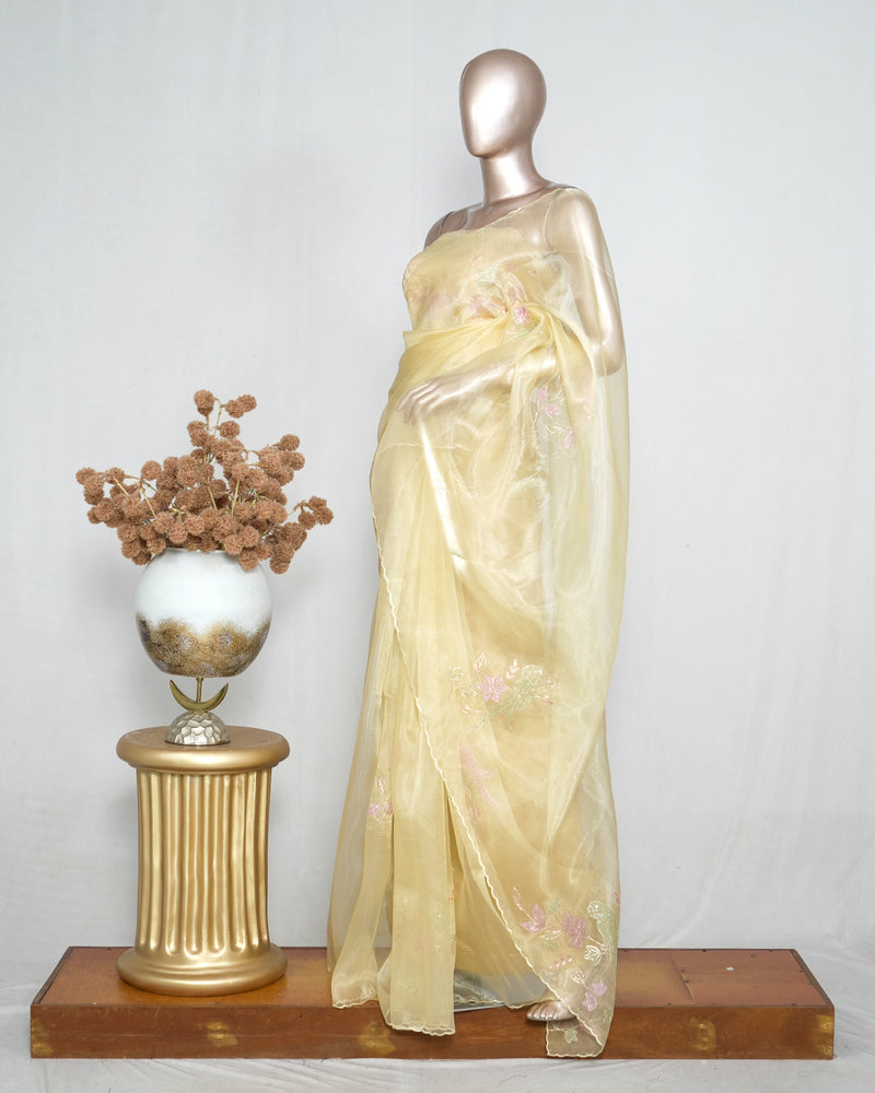 Crystal Organza Handworked Saree  SAN4814