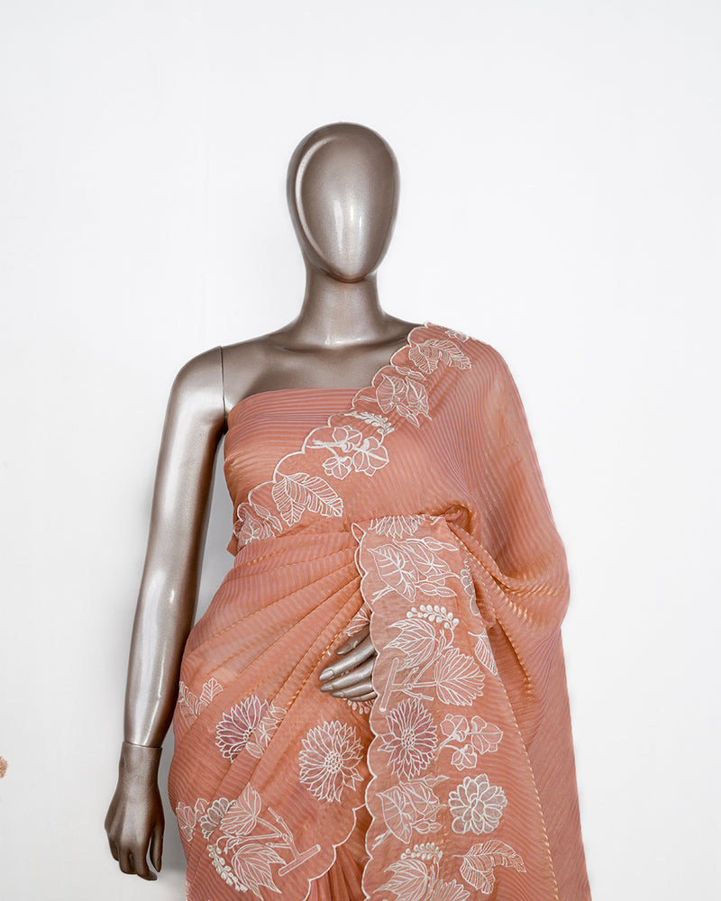 Striped Pure Viscose Organza Saree SAN4264