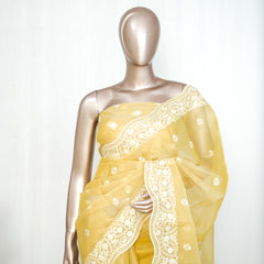 Pastel yellow Organza Saree  P  SAN5312
