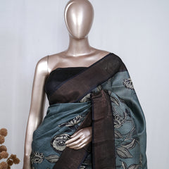 Printed Tusser Silk Saree  SAN4231