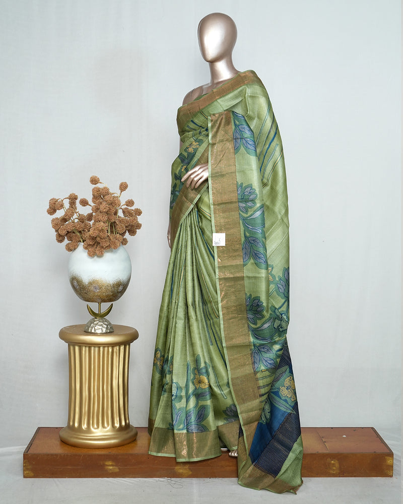 Floral Printed Tussar Silk Saree SAN4197
