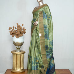 Floral Printed Tussar Silk Saree SAN4197