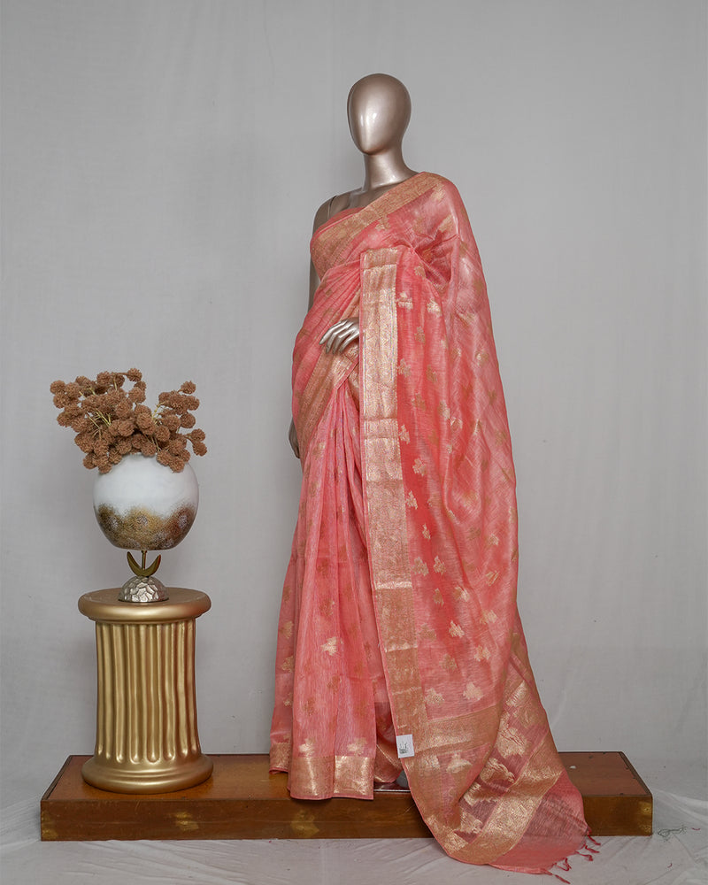 Linen Silk Saree with Banarasi Weaving SAN4056