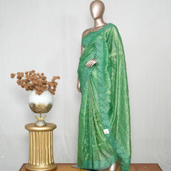 Shimmer Crushed Satin _ Crushed Tissue EMB Saree (₹4300) B 004119