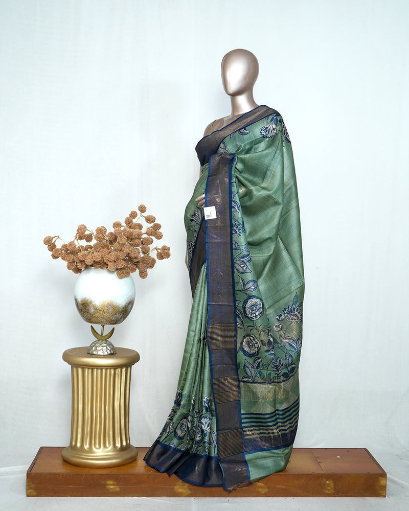 Tussar Silk Saree with Bavunchi Border SAN4228