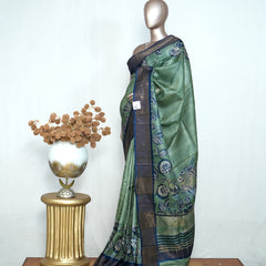 Tussar Silk Saree with Bavunchi Border SAN4228