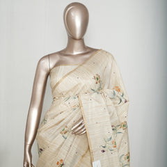 Ivory Floral Matka Silk Saree C SAN5318