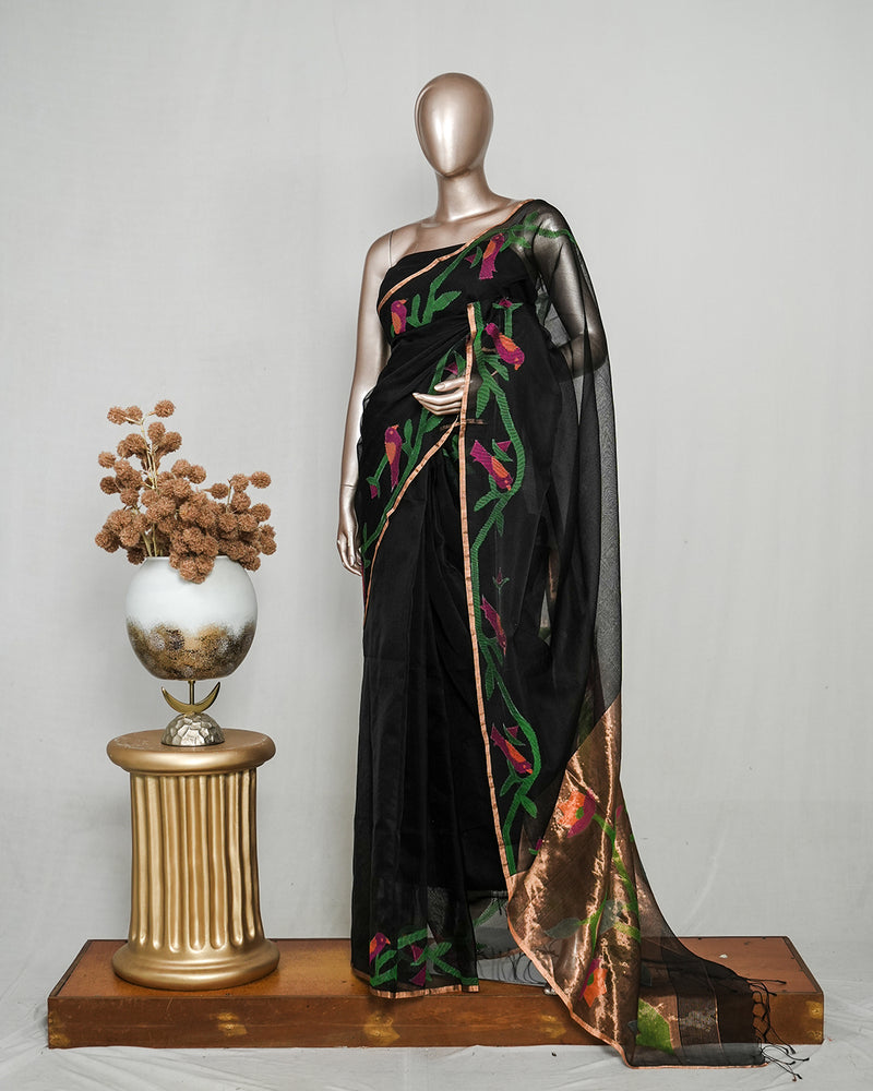 Pure Kora Silk Organza Saree with Jamdani Weaving  SAN4929