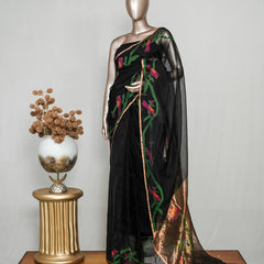 Pure Kora Silk Organza Saree with Jamdani Weaving  SAN4929