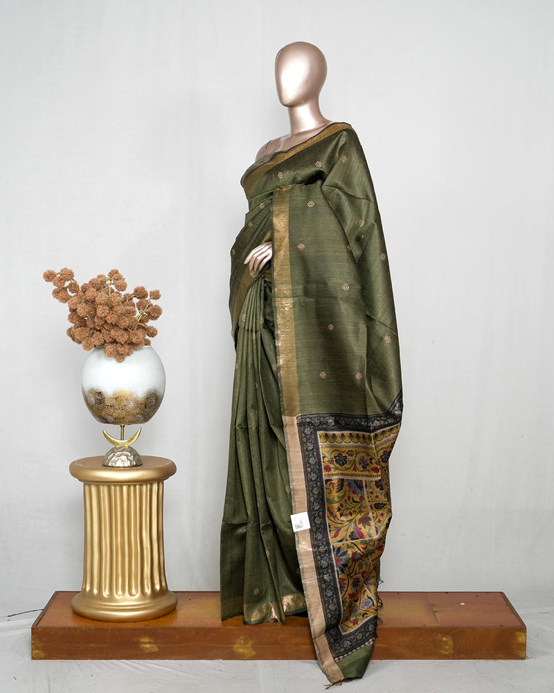 Tussar Silk Saree with Kalamkari Pallu SAN4051
