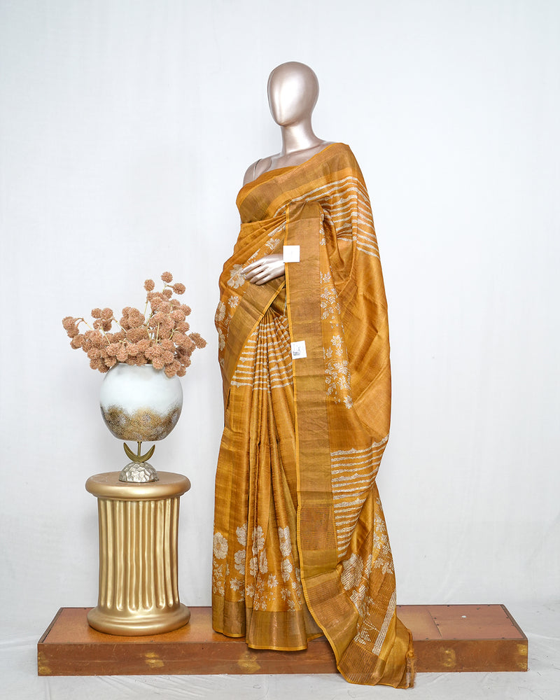 Printed Tusser Silk Saree SAN4213