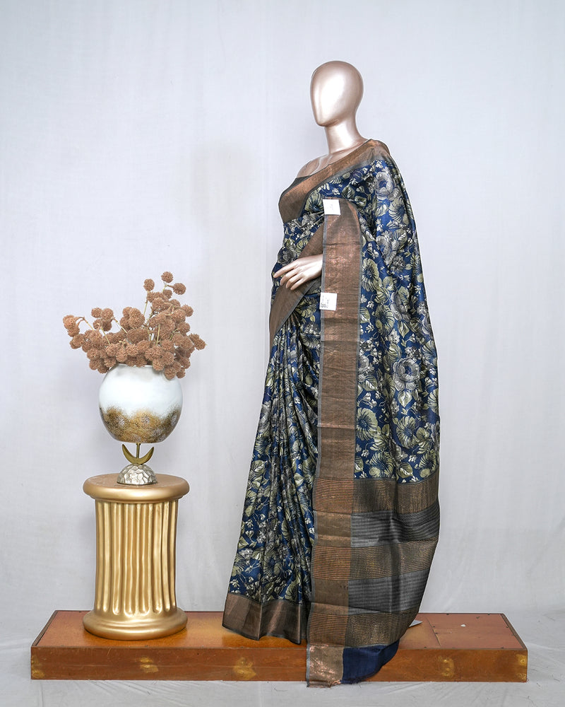 Printed Tusser Silk Saree SAN4217