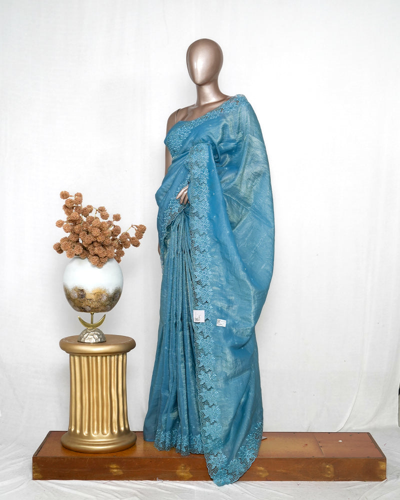 Crushed Shimmer Organza Saree SAN4117