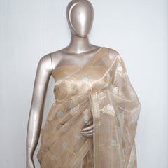 Champagne Gold Pure Tissue Silk Saree – Radiant Elegance in Every Drape  SAN4375