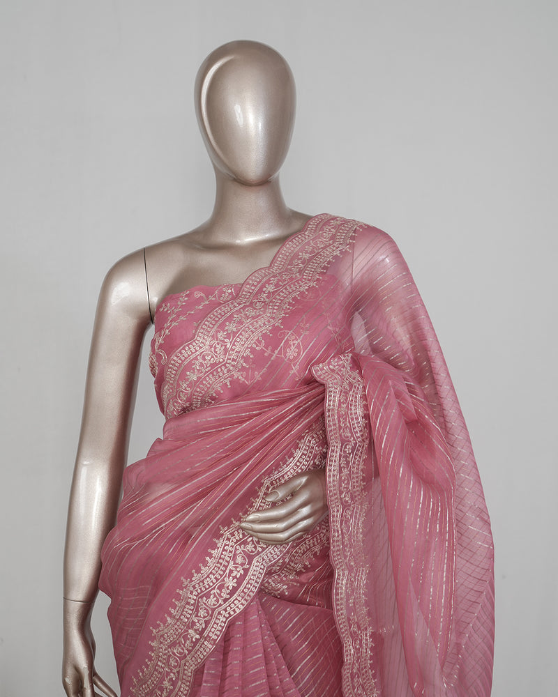 Pure Organza Embroidery Saree SAN4936