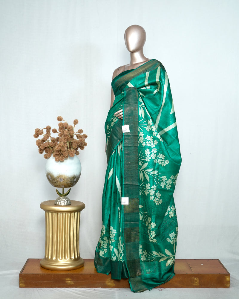 Floral Printed Tussar Silk Saree SAN4204