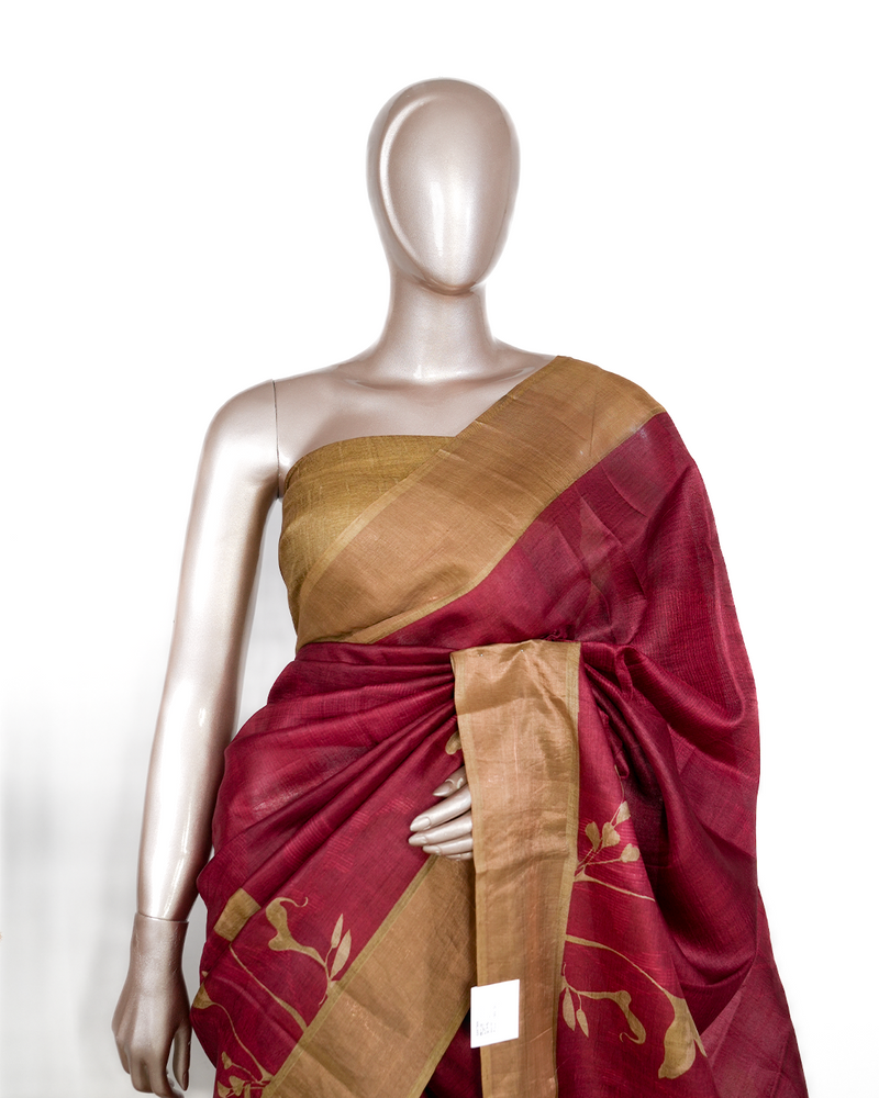 Printed Tussar Silk Saree  SAN4169