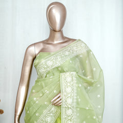 Pastel green Organza Saree  H SAN5312