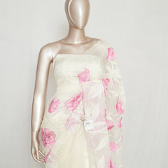 Ivory Organza Saree with Contrast Thread Embroidery  SAN5394
