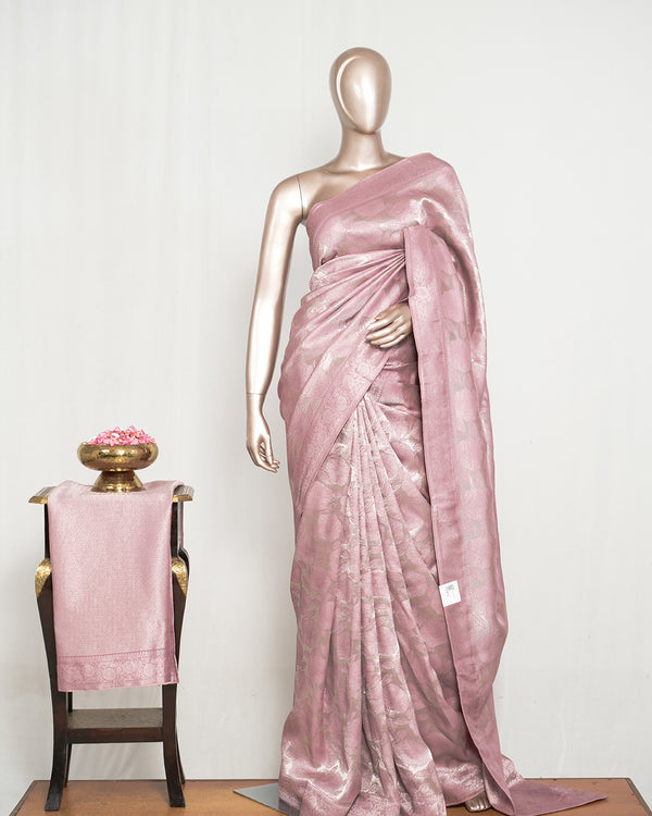 Soft Blush Pink Jacquard banarasi semi silk Saree SAN4553