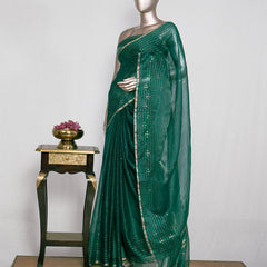 Pure Kora Embroidery Organza Saree  SAN4930