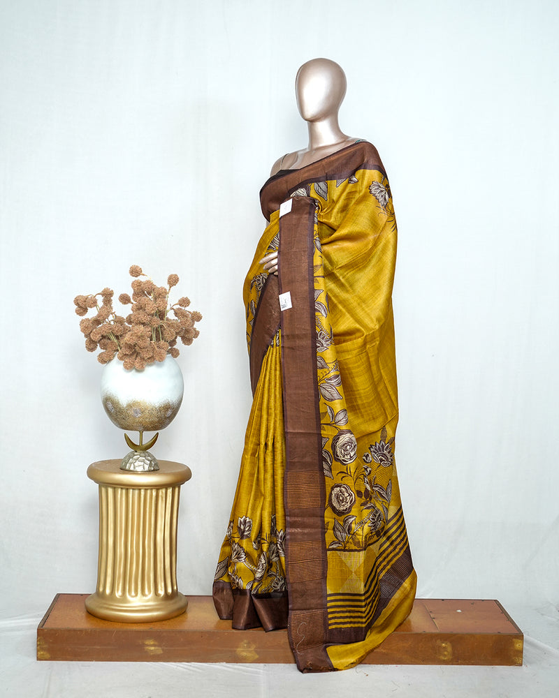 Floral Printed Tussar Silk Saree SAN4225