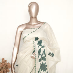 Tissue Kota Applique Embroidery Saree SAN5167