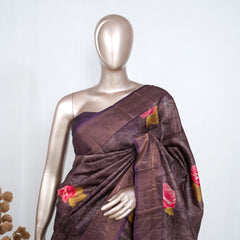Printed Tusser Silk Saree  SAN4194