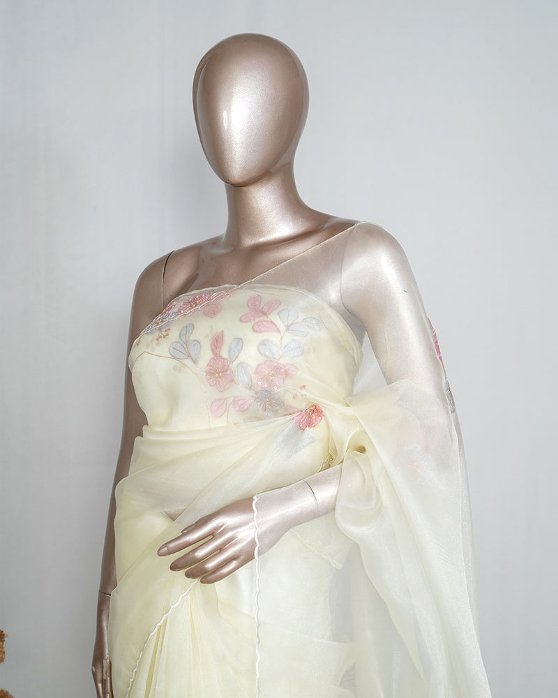 Crystal Organza Handworked Saree  SAN4796