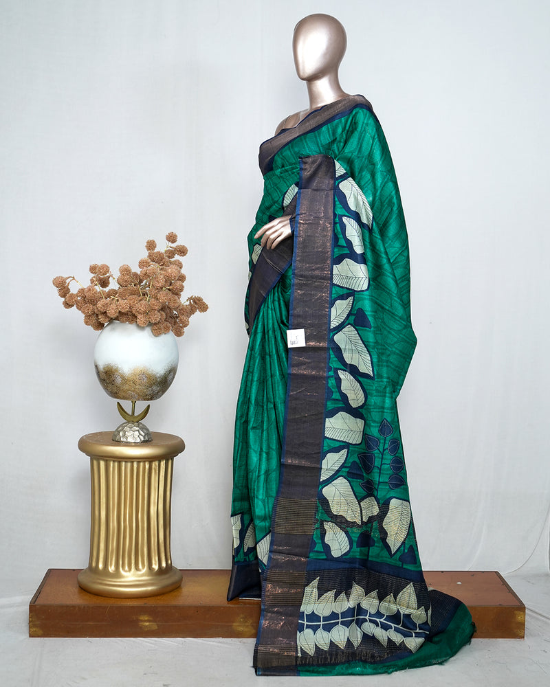 Printed Tusser Silk Saree SAN4179