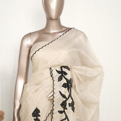 Tissue Kota Applique Embroidery Saree   SAN5169