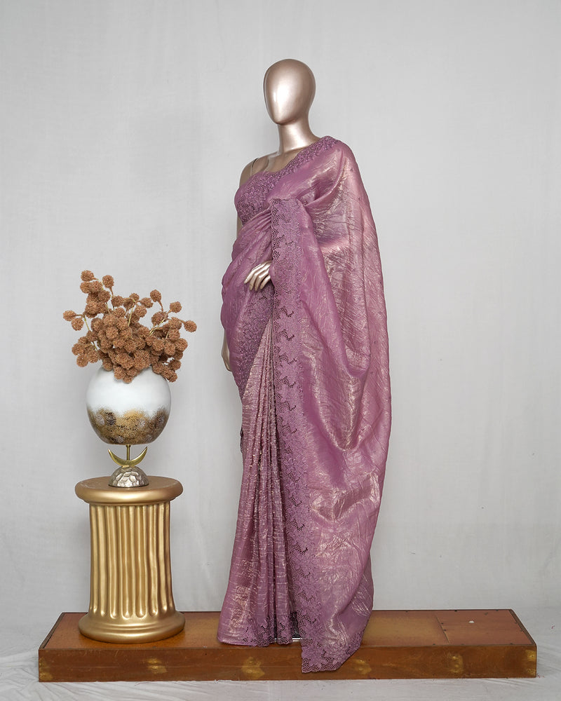Crushed Shimmer Organza Saree SAN4110