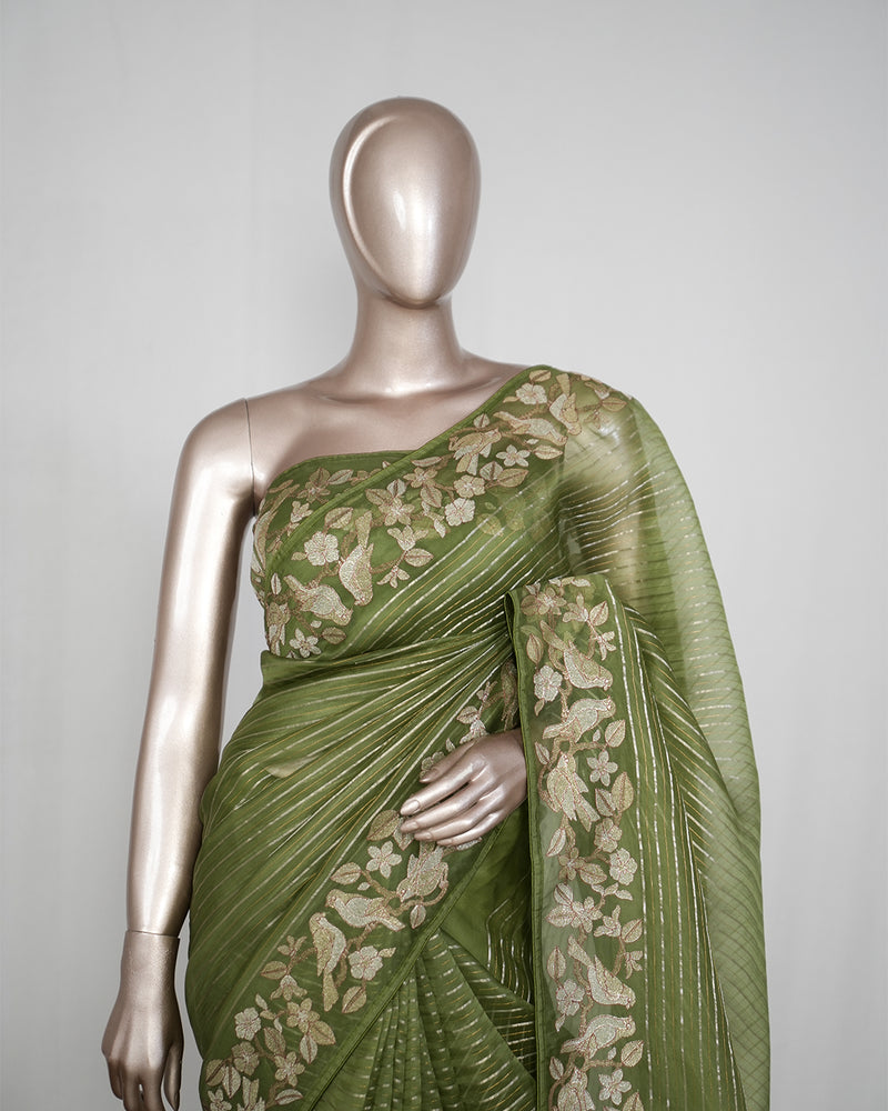 Pure Organza Embroidery Saree SAN4935