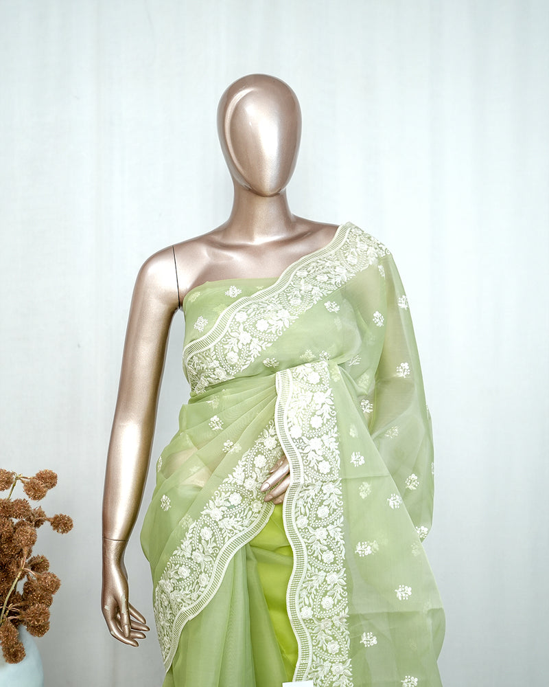 Pastel green Organza Saree L SAN5312