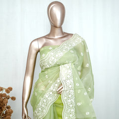 Pastel green Organza Saree L SAN5312
