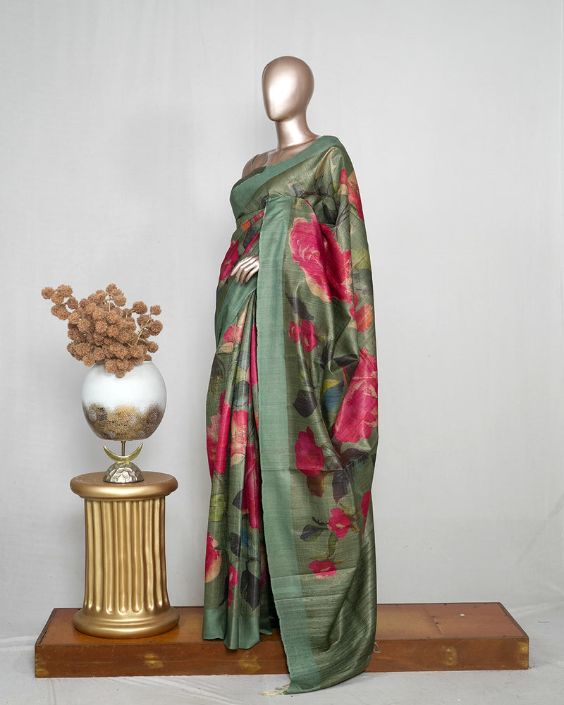 Printed Tussar Silk Saree SAN4055